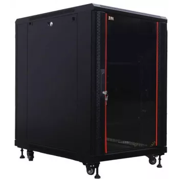 IT-BUDGET Ερμάριο δικτύου 19 ιντσών SRK - 18U - 600x1000 mm - πόρτα γυαλιού/χάλυβα - προσυναρμολογημένο - μαύρο (99ITB19SRK18610GSNM)