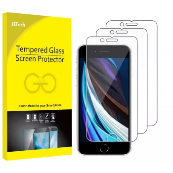 JETech Προστασία οθόνης από σκληρυμένο γυαλί για iPhone SE 3/2 (2022/2020) 4,7 ιντσών - συσκευασία 3 τεμ., 9H, 2.5D, φιλικό προς θήκες