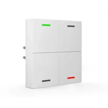 MDT BE-TAL63T4.01 KNX Γυάλινος διακόπτης αφής 4 απλών με RGBW-ενδεικτικές λυχνίες LED, αισθητήρες θερμοκρασίας, εγγύτητας και φωτεινότητας, Studio Λευκό Γυαλιστερό