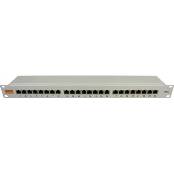 IT-BUDGET 19 ίντσες Business Patch Panel Cat.6A θωρακισμένο 24-Port 1U PoE+ με καπάκια προστασίας από σκόνη, Ανοιχτό γκρι 90ITBPP6ASSG