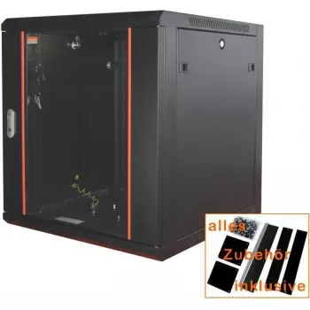 IT-BUDGET 19 ιντσών Ερμάριο δικτύου SWA - 4U - ΠxΒ 570 x 450 mm - Γυάλινη πόρτα - Αφαιρούμενα πλαϊνά - Επιτοίχια & δαπέδου τοποθέτηση - Σετ αξεσουάρ - Μαύρο (90ITB19WS4645GS)
