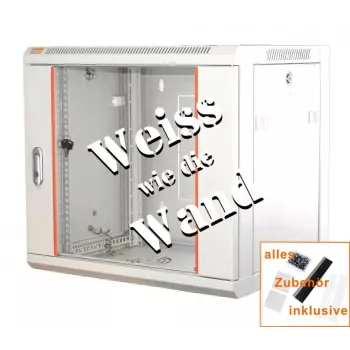 IT-BUDGET 19 ιντσών δικτυακό ντουλάπι SWA - 12U - 570x600 mm - γυάλινη πόρτα - αφαιρούμενα πλαϊνά - επιτοίχια/δαπέδου τοποθέτηση - σετ αξεσουάρ - λευκό (90ITB19WS1266GW)