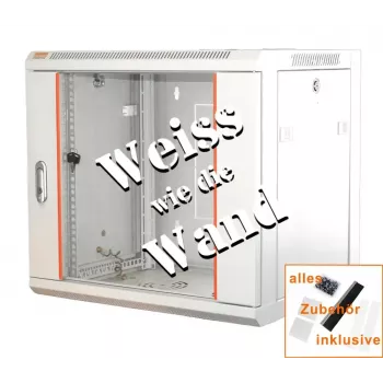IT-BUDGET 19 ιντσών δικτυακό ντουλάπι SWA - 12U - 570x600 mm - γυάλινη πόρτα - αφαιρούμενα πλαϊνά - επιτοίχια/δαπέδου τοποθέτηση - σετ αξεσουάρ - λευκό (90ITB19WS1266GW)