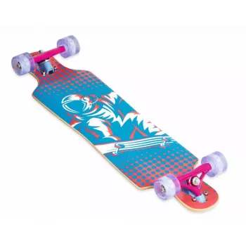 MUUWMI AU 560 Longboard Compact Cruiser Skateboard, ABEC 7 Ρουλεμάν, LED Φωτεινοί Τροχοί, 7-φυλλικό Καναδικό Σφενδάμι