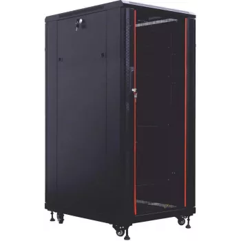 IT-BUDGET Server Rack 19 inch SRK - 27U - 800x800 mm - Πόρτες γυαλιού/χάλυβα - Καλώδια - Συναρμολογημένο - Μαύρο (99ITB19SRK2788GSNM)