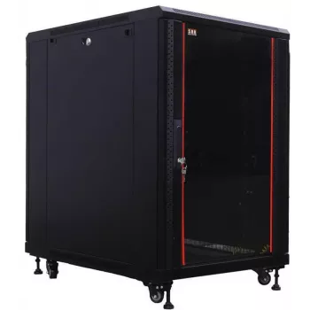 IT-BUDGET Ερμάριο δικτύου 19 inch SRK - 18U - 600x800 mm - Πόρτα γυαλιού/χάλυβα - Συναρμολογημένο - Μαύρο 99ITB19SRK1868GSNM