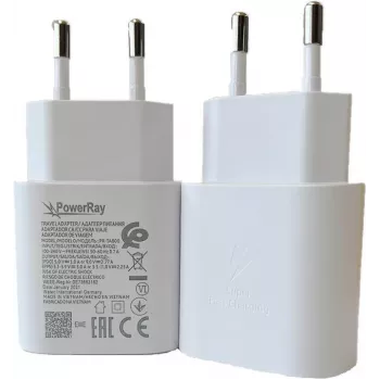 PowerRay PR-TA800EWE Φορτιστής τοίχου 18W USB-C PD, EU 2-Pin, Λευκό, Bulk