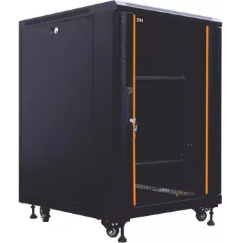 IT-BUDGET Ερμάριο δικτύου 19 inch SRK - 12U - 600x800 mm - Πόρτα γυαλιού/χάλυβα - Flatpack - Μαύρο (90ITB19SRK1268GSN)