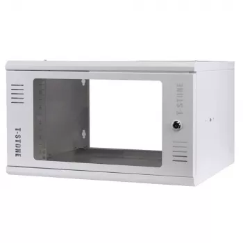 IT-BUDGET Επίτοιχο ερμάριο 19 inch T-STONE, 6U, βάθος 450 mm, πόρτα γυαλιού, κλειδωνόμενη, Λευκό (90ITBTSWV6545GW)