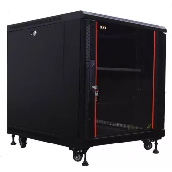 IT-BUDGET Ερμάριο διακομιστή 19 ιντσών SRK - 12U - 600x1000 mm - Πόρτα γυαλιού/χάλυβα - Προσυναρμολογημένο - Μαύρο 99ITB19SRK12610GSNM