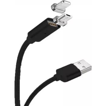 CYOO Μαγνητικό καλώδιο φόρτισης και δεδομένων USB – 2 σε 1 Micro USB & Lightning σε USB – 1m – Μαύρο
