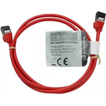 IT-BUDGET Καλώδιο patch Ethernet Slim Cat.8.1, S/FTP, 40 Gbps, 2000 MHz, LSZH, PoE+, κόκκινο, 1 m 90ITBSLIM81PK1R