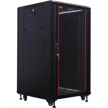 IT-BUDGET Ντουλάπι δικτύου 19 ιντσών SRK - 18U - 600x800 mm - πόρτα γυαλιού/χάλυβα - Flatpack - μαύρο (90ITB19SRK1868GSN)