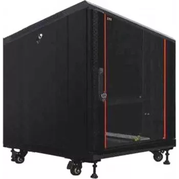 IT-BUDGET 19 ιντσών Server-Rack SRK, 12U, 600x1000 mm, γυάλινη πόρτα μπροστά, ατσάλινη πόρτα πίσω, Flatpack, μαύρο 90ITB19SRK12610GSN