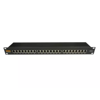 IT-BUDGET 19 ιντσών Cat.6A θωρακισμένο 24-port Patch Panel, κοντό σχήμα, PoE+ capable, 1U, μαύρο 90ITBPP6A1S