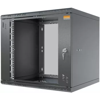 IT-BUDGET επιτοίχιο κουτί 19 ιντσών TAUNUS 9U βάθος 450mm γυάλινη πόρτα με κλειδαριά μαύρο (90ITB19945GS)