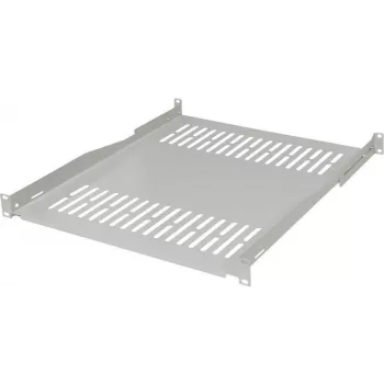 IT-BUDGET σταθερό ράφι rack 19 ιντσών / βάση συσκευών, 80 kg αντοχή, 450 mm βάθος, ρυθμιζόμενη τοποθέτηση βάθους, ανοιχτό γκρι 90ITB19FBX450G