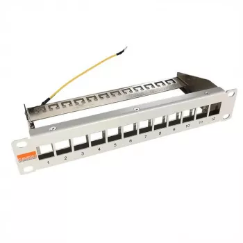 IT-BUDGET κενό patch panel 10 ιντσών για μονάδες Keystone - 12 θύρες - θωρακισμένο - 1U - χωρίς εξαρτήματα - γκρι (90ITB10MT12PG)