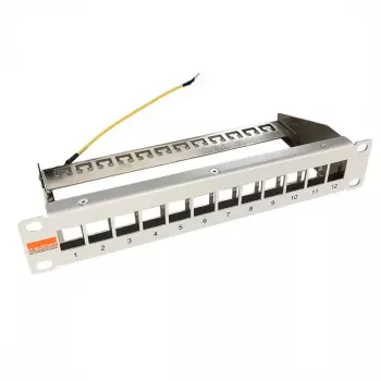 IT-BUDGET κενό patch panel 10 ιντσών για μονάδες Keystone - 12 θύρες - θωρακισμένο - 1U - χωρίς εξαρτήματα - γκρι (90ITB10MT12PG)