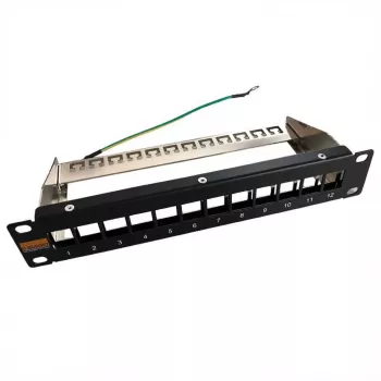 IT-BUDGET Κενό patch panel 10 inch για μονάδες Keystone - 12 θύρες - Θωρακισμένο - 1U - Χωρίς εξαρτήματα - Μαύρο (90ITB10MT12PS)