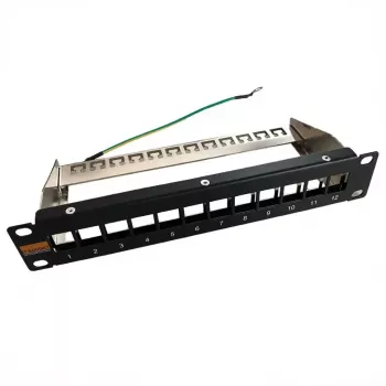 IT-BUDGET Κενό patch panel 10 inch για μονάδες Keystone - 12 θύρες - Θωρακισμένο - 1U - Χωρίς εξαρτήματα - Μαύρο (90ITB10MT12PS)