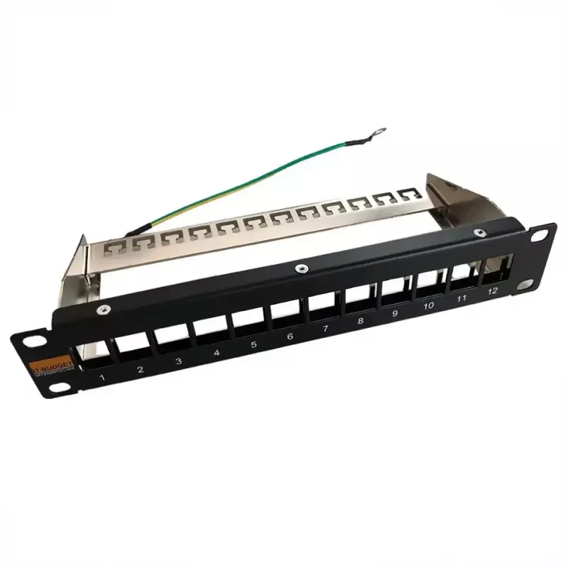 IT-BUDGET Κενό patch panel 10 inch για μονάδες Keystone - 12 θύρες - Θωρακισμένο - 1U - Χωρίς εξαρτήματα - Μαύρο (90ITB10MT12PS)