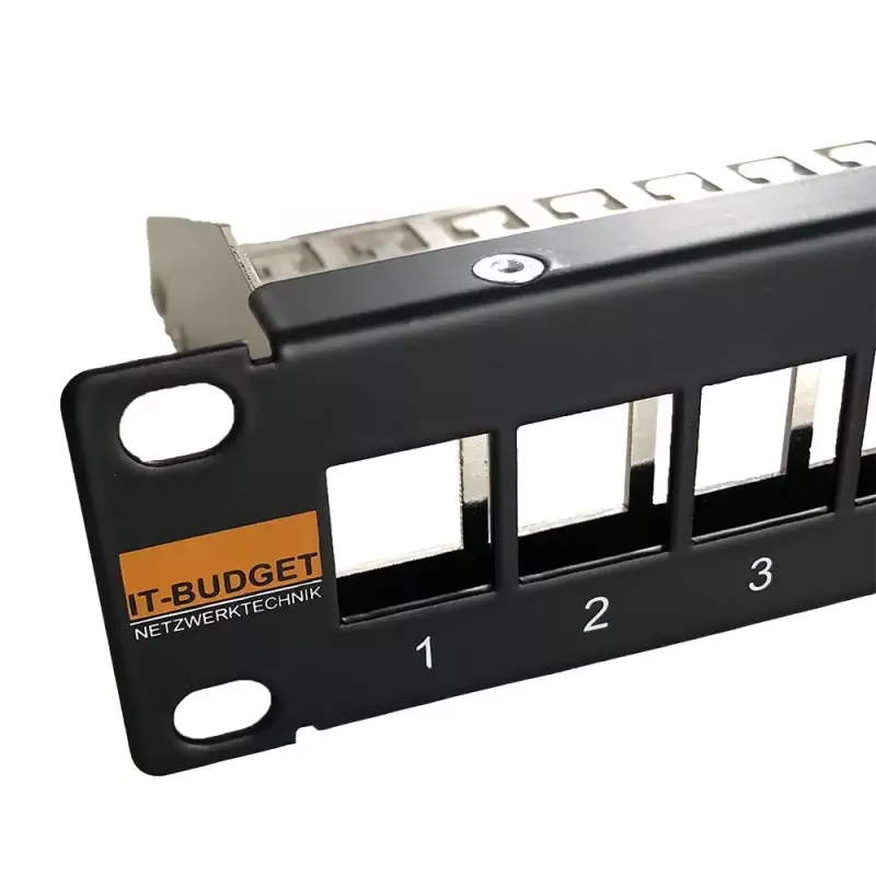 IT-BUDGET Κενό patch panel 10 inch για μονάδες Keystone - 12 θύρες - Θωρακισμένο - 1U - Χωρίς εξαρτήματα - Μαύρο (90ITB10MT12PS)