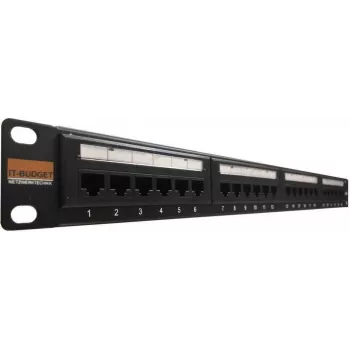 IT-BUDGET Patch Panel 19 inch - 24 θύρες - Cat.6 - 250MHz - Μη θωρακισμένο - 1U - Μαύρο (90ITBPP6US)
