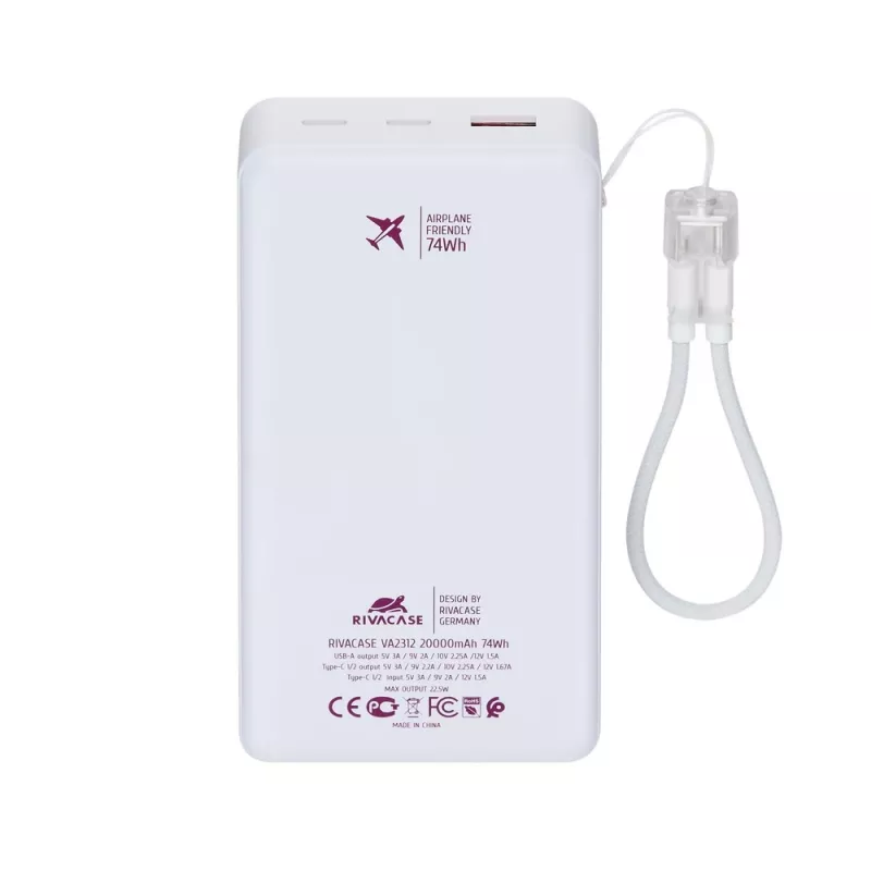 Rivacase VA2312 Powerbank 20000 mAh 22,5W λευκό