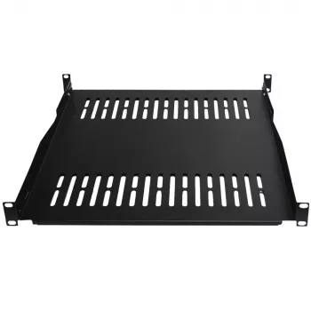 IT-BUDGET Ράφι rack 19 ιντσών σταθερό / λεκάνη συσκευών, αντοχή 80 kg, βάθος 450 mm, ρυθμιζόμενη τοποθέτηση βάθους, μαύρο 90ITB19FBX450S