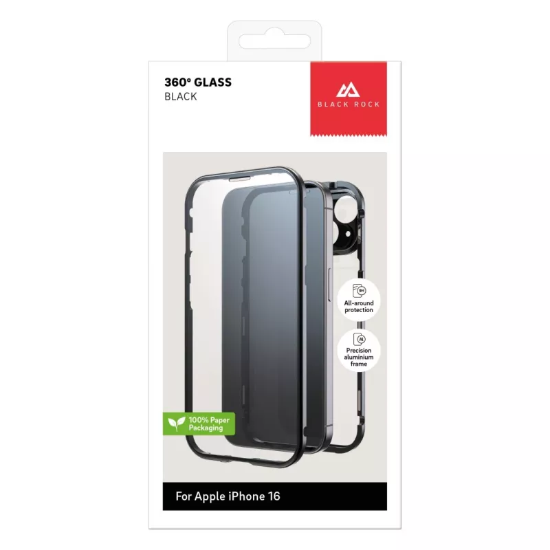 Black Rock Cover 360° γυαλί για Apple iPhone 16, μαύρο 00228084