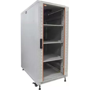IT-BUDGET 19 inch rack server SRK πλήρες σετ - 27U, 600x1000 mm, πόρτες γυαλιού/συμπαγείς, 4 ενεργοί ανεμιστήρες, PDU, ράφια, ανοιχτό γκρι 90ITB19SRK27610GG