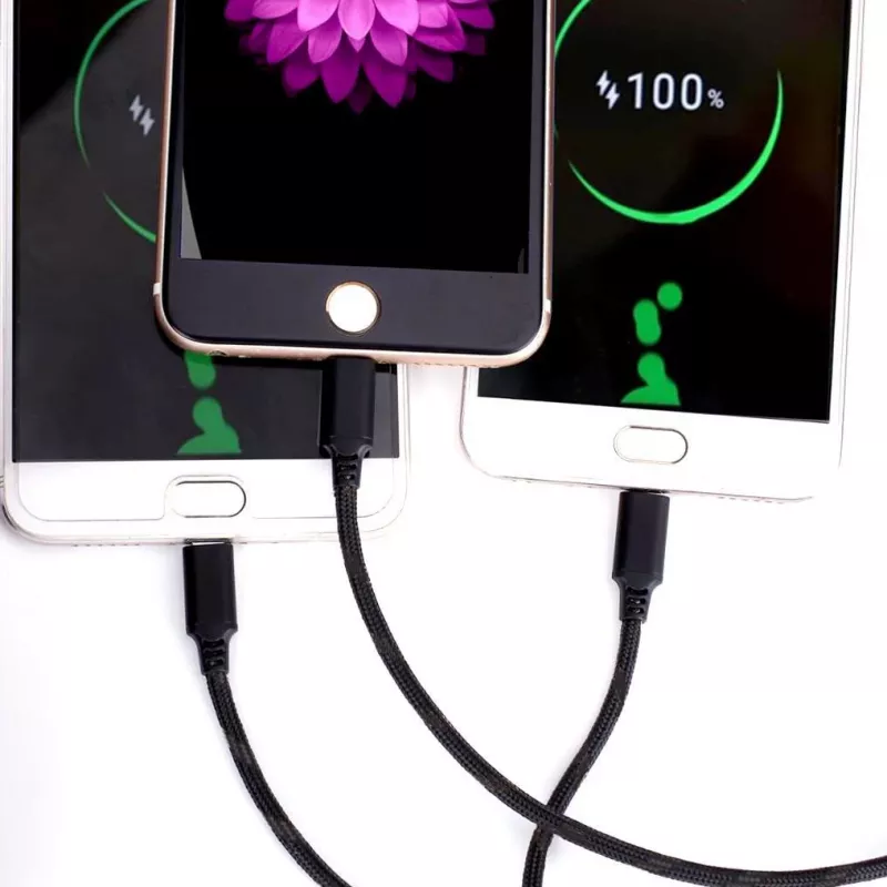 CYOO Καλώδιο φόρτισης και δεδομένων 3 σε 1 USB – Micro USB, USB-C, Lightning – μαύρο