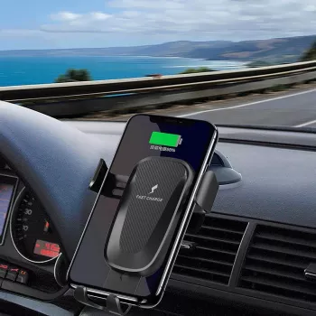 CYOO CY120792 Qi 15W ασύρματη βάση αυτοκινήτου με λειτουργία φόρτισης, αυτόματο κλείδωμα και περιστροφή 360°