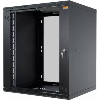 IT-BUDGET rack δικτύου 19 ιντσών TAUNUS 12U βάθος 450mm γυάλινη πόρτα κλειδωνόμενη μαύρο 90ITB191245GS