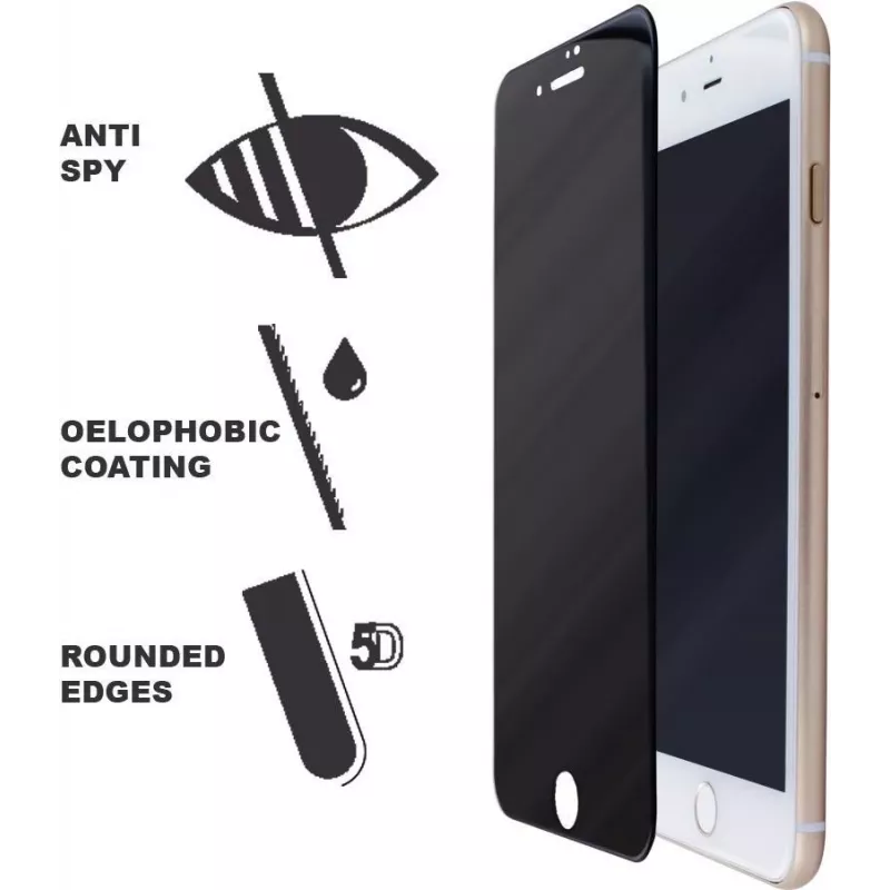 CYOO Privacy 5D Μεμβράνη προστασίας οθόνης από tempered glass για Apple iPhone 8 Plus – μαύρο