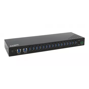 EXSYS EX-11236HMS 16-Port USB 3.2 Gen 1 Βιομηχανικό Hub με προστασία ESD 15KV, τοποθέτηση σε τοίχο & ράγα DIN