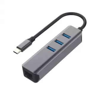 EXSYS EX-1133-N-3 USB 3.2 Gen 1 Hub με 3x υποδοχές USB-A και Gigabit Ethernet (USB-C)