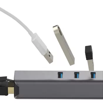 EXSYS EX-1133-N-3 USB 3.2 Gen 1 Hub με 3x υποδοχές USB-A και Gigabit Ethernet (USB-C)