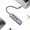 EXSYS EX-1133-N-3 USB 3.2 Gen 1 Hub με 3x υποδοχές USB-A και Gigabit Ethernet (USB-C)