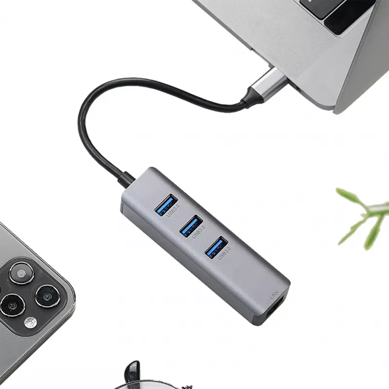 EXSYS EX-1133-N-3 USB 3.2 Gen 1 Hub με 3x υποδοχές USB-A και Gigabit Ethernet (USB-C)