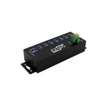EXSYS USB 3.2 Gen1 7-Port Βιομηχανικό Hub με κιτ ράγας DIN και προστασία ESD 15kV (EX-1187HMVS-2)