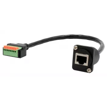 EXSYS EX-49161 D-Typ Υποδοχή RJ45 θηλυκή σε 8-Pin Klemmenblock Adapter με μπουτόν, CAT.5e, 20 cm