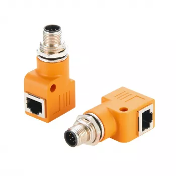 EXSYS EX-49502 βύσμα αρσενικό M12 A-coded 8 ακίδων σε υποδοχή θηλυκή RJ45 90° adapter Industrial Ethernet