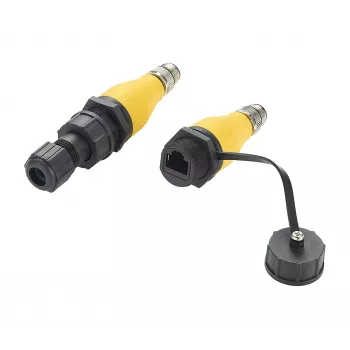EXSYS EX-49524 βιομηχανικός adapter βύσμα αρσενικό M12 D-Code 4-Pin σε υποδοχή θηλυκή RJ45, IP67, Fast Ethernet