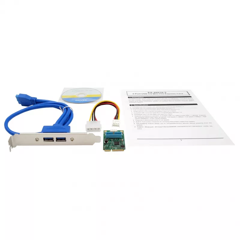EXSYS EX-48010-3 κάρτα Mini PCIe USB 3.2 Gen 1 με 2 θύρες (NEC)
