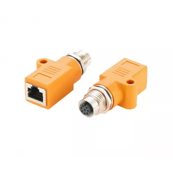EXSYS EX-49501 βιομηχανικός προσαρμογέας M12 A-κωδικοποιημένη 8-πολική υποδοχή θηλυκή σε υποδοχή RJ45 θηλυκή, Gigabit Ethernet, IP67