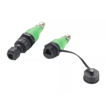 EXSYS EX-49544 βιομηχανικός προσαρμογέας Ethernet M12 X-Code 8-Pin βύσμα αρσενικό σε υποδοχή RJ45 θηλυκή IP67, 10 Gbps