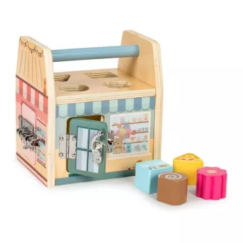 Gerardo's Toys ξύλινο σπίτι δραστηριοτήτων με κλειδαριές για νήπια από 18 μηνών