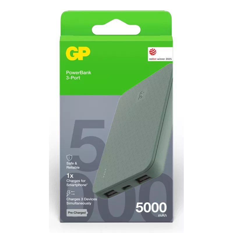GP PowerBank B+ Series 5000 mAh πράσινο βρύου (GPPBB05BGYBSR523)